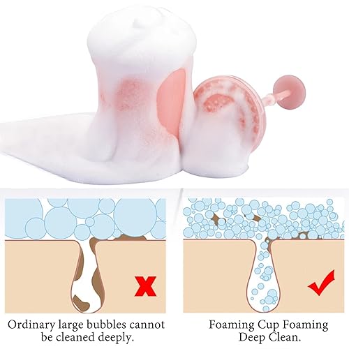 Miniatura 3 de Misforu Máquina de espuma facial, 2 piezas, herramienta de limpieza facial, espumador de crema enriquecedora, limpiador profundo, máquina de espuma