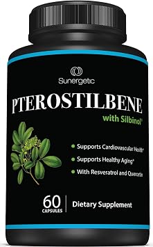 Premium Pterostilbene Supplement Pterostilbene with Resveratrol & Quercetin Supports Healthy Aging Natural Source Pterostilbene 100mg per Serving 60 Capsules