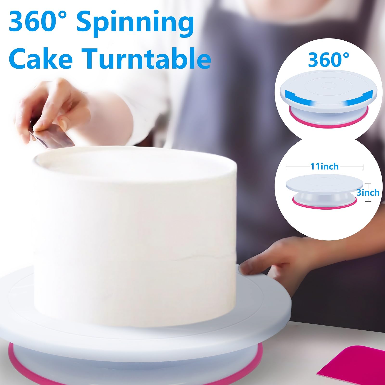 Kit de 200 piezas de suministros de decoración de pasteles para principiantes, tocadiscos de pasteles, 55 puntas de glaseado, espátula recta y compensada, 110+1 bolsas de tubería, nivelador de