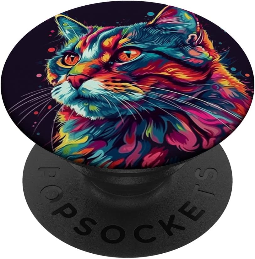 Cat Colorful Graphic PopSockets MagSafe PopGrip for iPhone