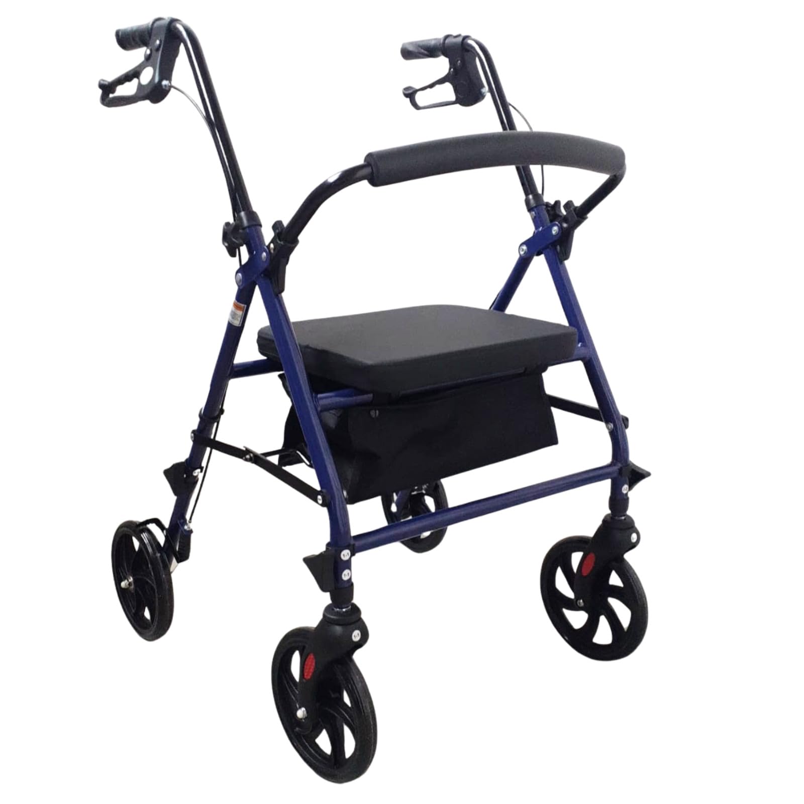 EkoHealthy® Rollator Vivo+ Deambulatore Pieghevole in Acciaio con 4 Ruote, Seduta, Schienale, Freni a Leva e Borsa Portaoggetti – Portata 136 kg – Ausilio per Anziani e Disabili