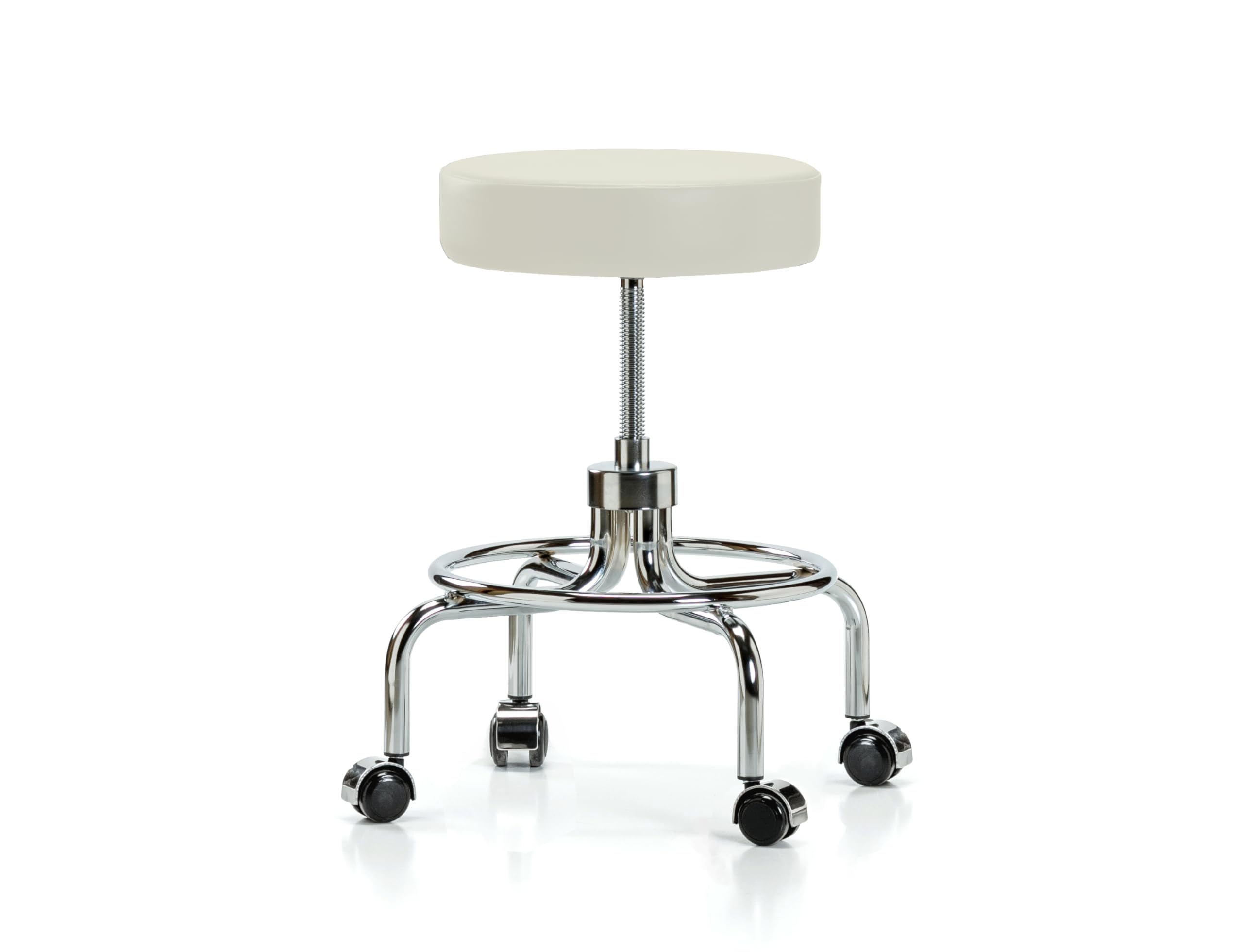 Perch Retro Exam Stool, Casters, 20.5-25.5", Off-White Vinyl