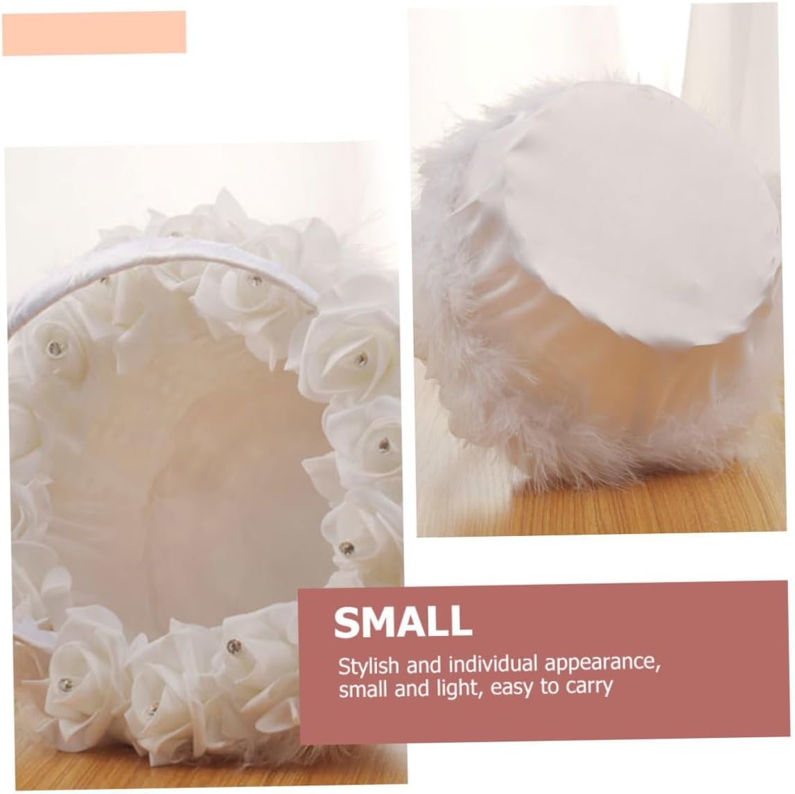jojofuny White Wedding Flower Basket for Bride Delicate Flower Girl Basket with Handle for Wedding Ceremony and Party Supplies