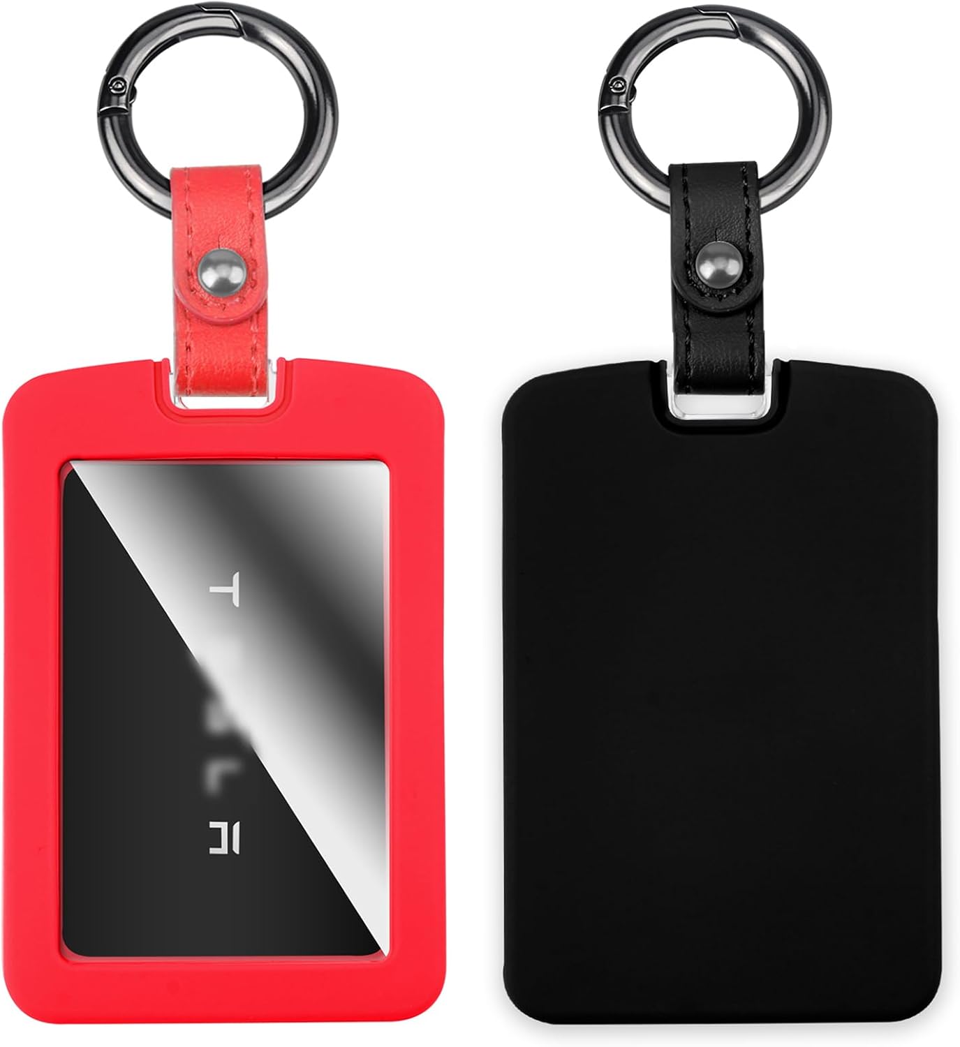 QBUC 2pcs for Tesla Silicone Key Card Holder for Tesla Model 3 Model Y/S/X Card Key Holder Case Cybertruck and Rivian Key Protector Cover Accessories(Black-Red)