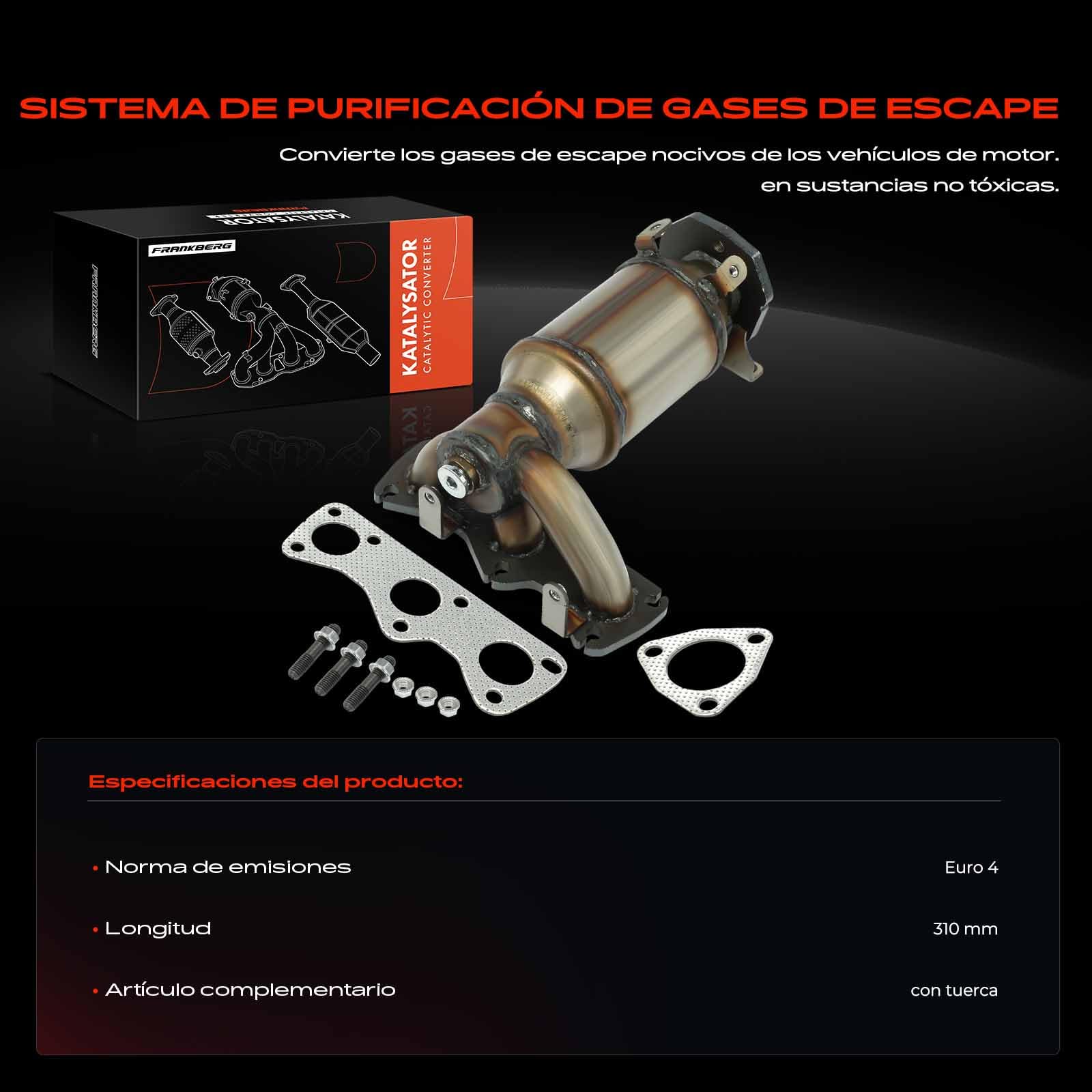 Frankberg Catalizador Compatible con Polo 9A 9N 1.2 Fox Compacto 5Z1 5Z3 5Z4 1.2 Fabia I 6Y2 1.2 Ibiza III 6L1 1.2 Fabia II Combi 545 1.2 Replace# 03D131701D,03D253020LX