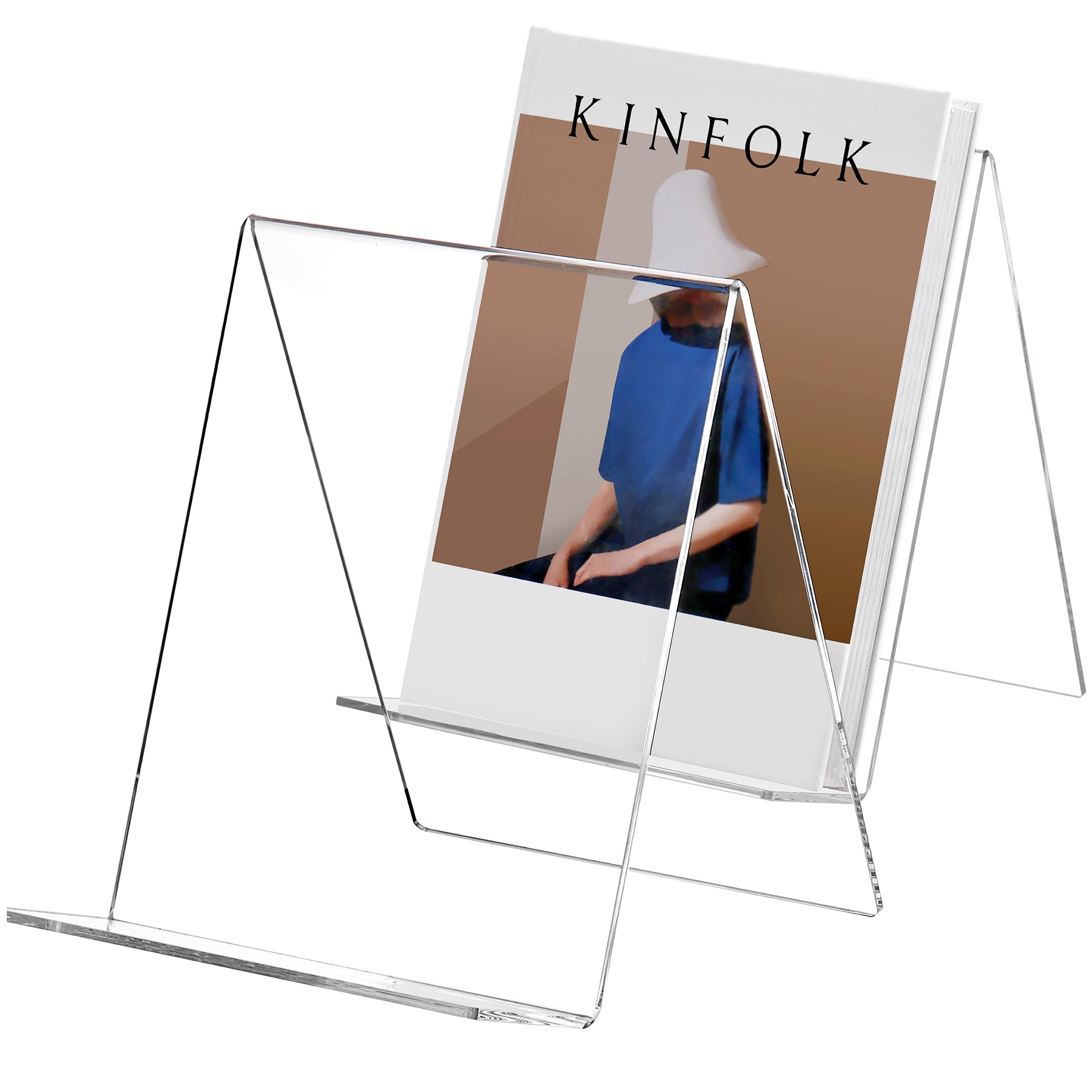 SANRUI Confezione da 2 espositori in acrilico da 25,4 cm, formato A5, trasparente, espositore per dischi in vinile, per casa, ufficio, album, CD, riviste, cartoline, immagini, piatti, copertine LP