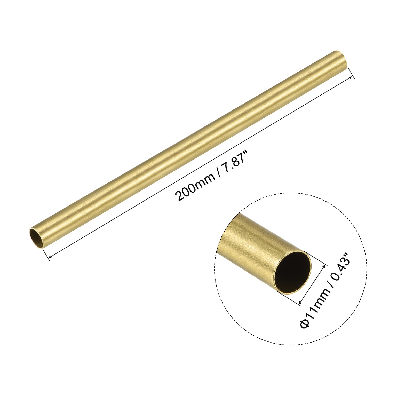 Sourcing Map Tube Laiton Rond 19mm OD 0.5mm Paroi Épaisseur 200mm