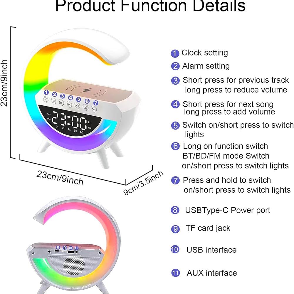 Altavoz Bluetooth Lámpara de Cabecera Luz de Atmósfera con Sincronización de Música Iluminación Nocturna Regulable Interruptor de Botón RGB Portátil para Dormitorio