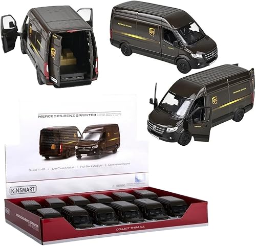 Miniatura 4 de Van de entrega de UPS fundido a presión (1 paquete) (5 pulgadas) con movimiento de retroceso, compatible con Mercedes-Benz Sprinter UPS Edition