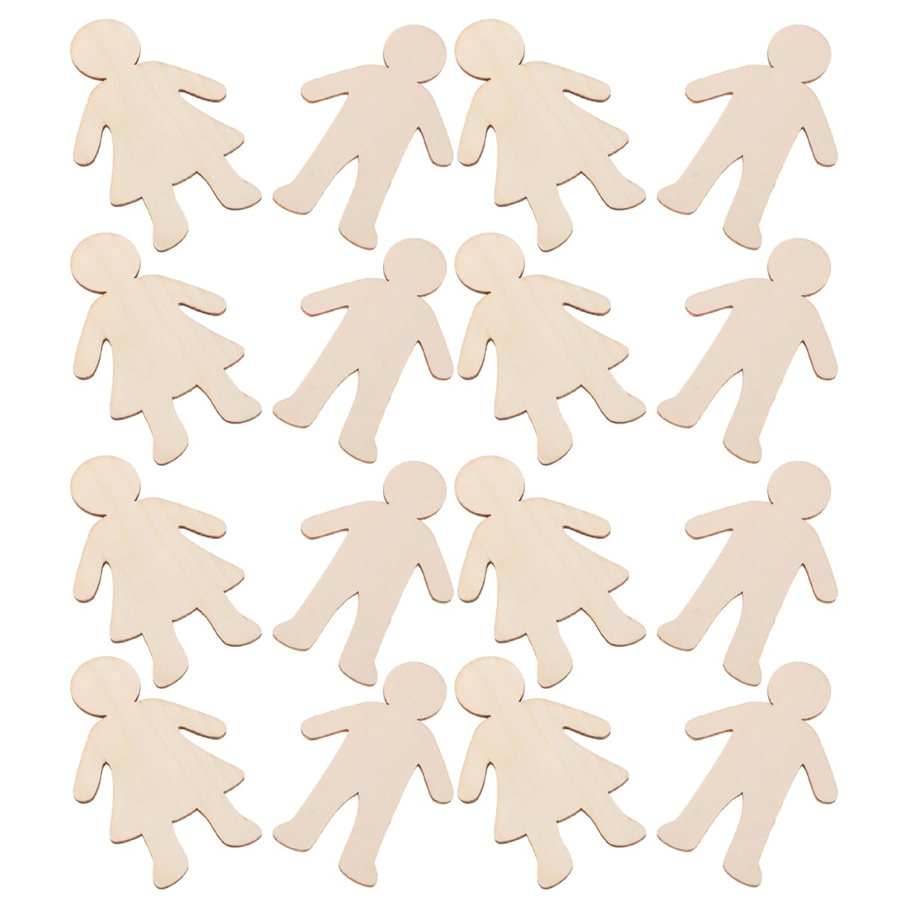 Healeved 20Pcs Unfinished Wooden People Cutouts Blank Boy and Girl Shapes for Painting Wood Blanks for Kids Crafts Art Projects Party Favors Creative DIY Craft Supplies