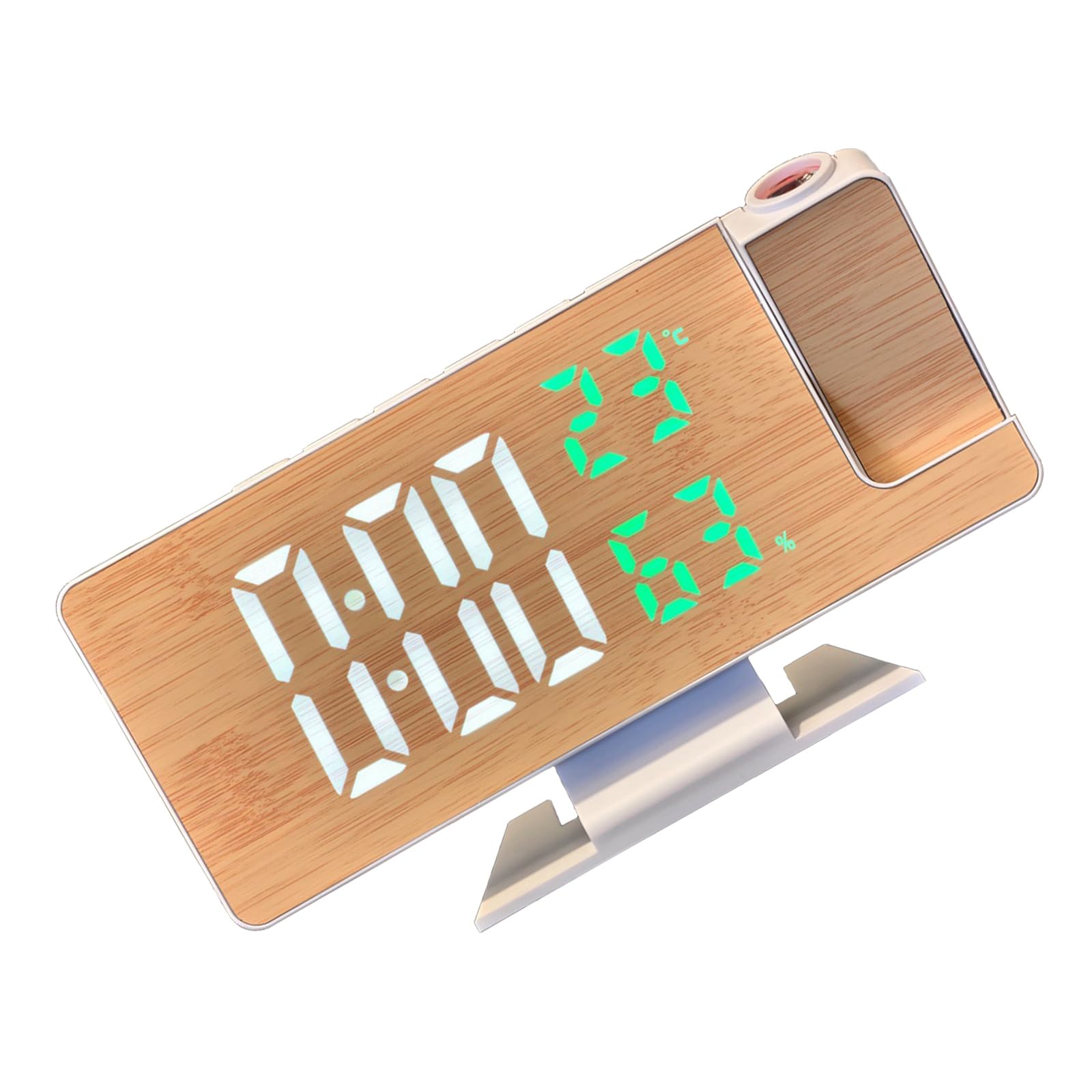 YROHGKPN LED Desk Digital Alarm Clock with Time Projectors Temperature and Humidity Readings Brightness for Any Room Temperature Humidity Display