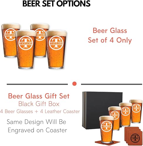 Miniatura 4 de Juego de 4 vasos de cerveza personalizados, vasos grabados personalizados, grandes regalos para hombres, mujeres, familia, para San Valentín,
