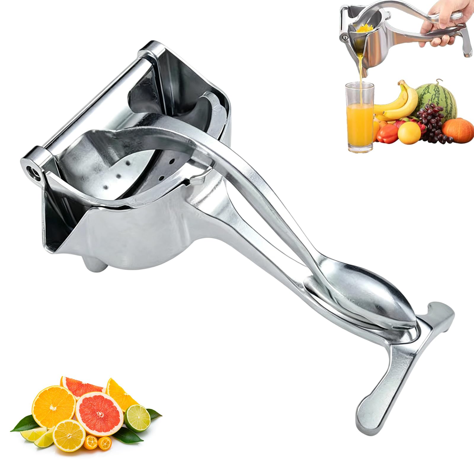 Spremiagrumi Manuale in Lega di Alluminio, Estrattore a Leva ad Alta Efficienza per Arance e Limoni, Spremifrutta Portatile Senza Elettricità, Facile da Pulire e Smontare