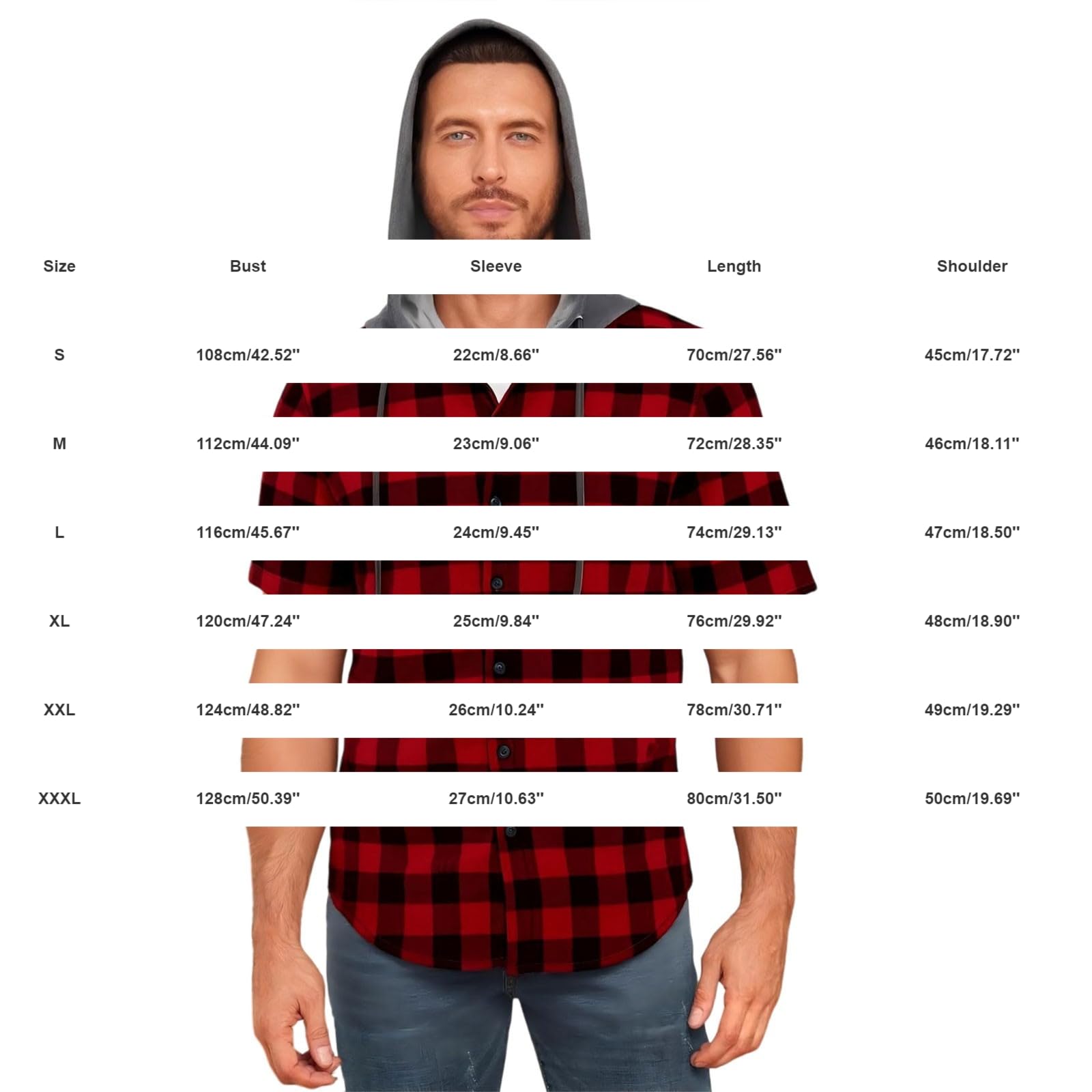 Generico Camicia Uomo A Quadri con Cappuccio E Bottoni, Maniche Corte Modello Nuovo per Look Urbani E Comodi nel Periodo Estivo