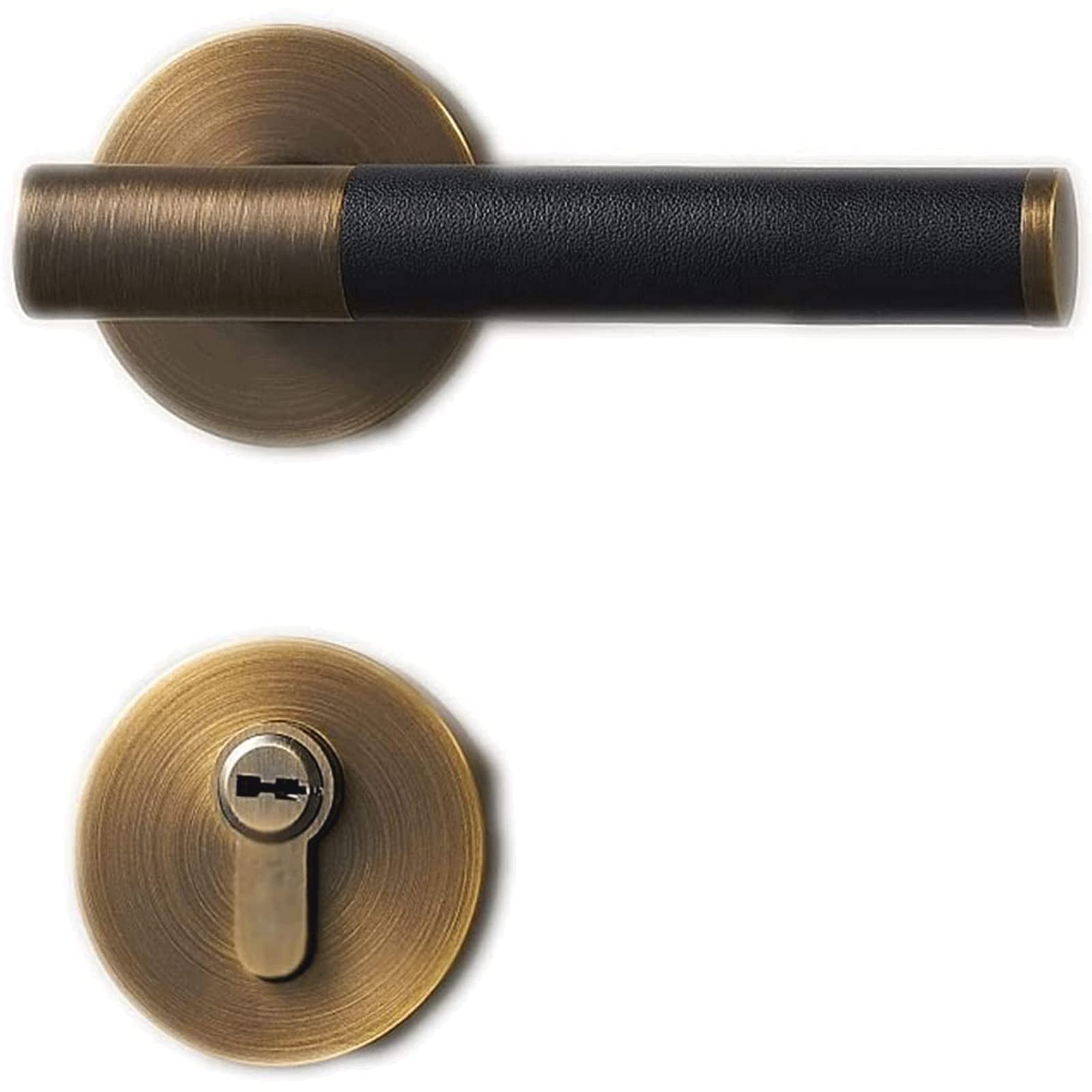 Klamki do drzwi Magnetische deurhendels, zwarte anti-insertie riem sleutel deurklink, messing lederen deurknop voor thuis hotel kantoor slaapkamer Zamki