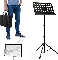 kit Estante de Partitura Reforçada Maestro para Músicos com Pastas Ajustáveis maisCapa Almofadada Acolchoada Espumada Forrada Macia Revestida Dobrável Profissional Regulável