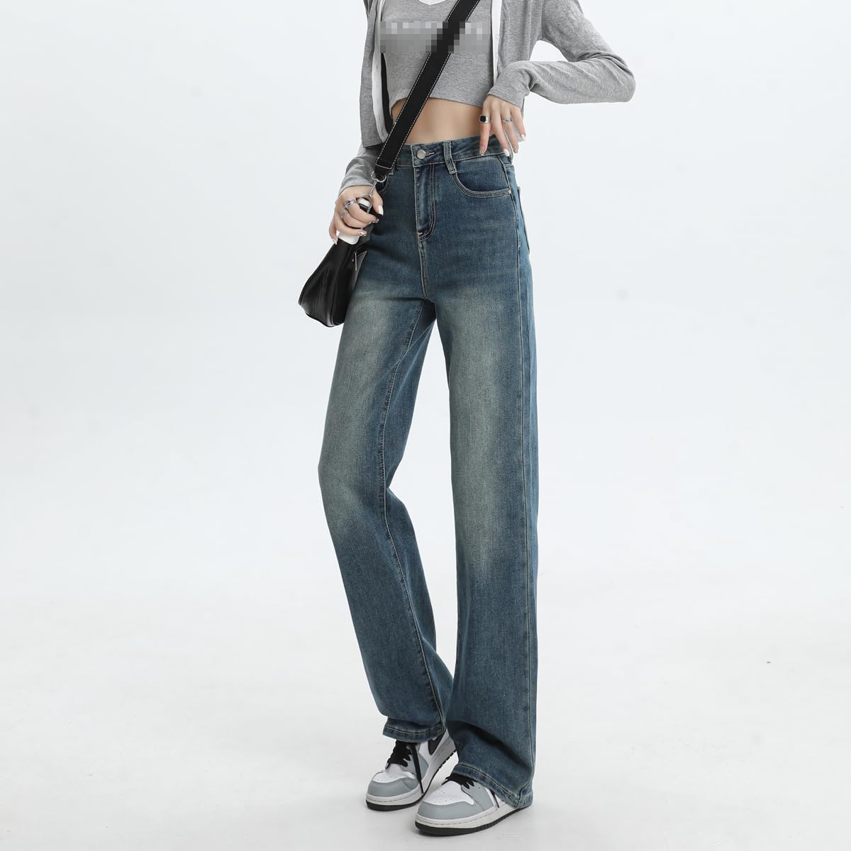 Pantalones para Mujer Rectos Delgados Verano Pierna Ancha Ajustados Jeans Tiro Alto Pantalones