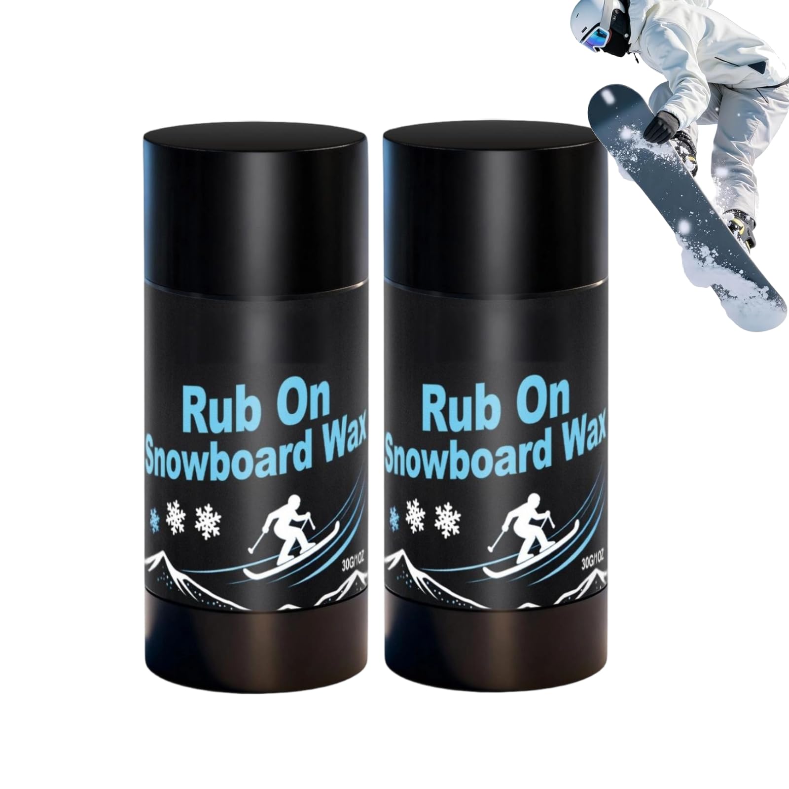 Rub On Snowboard Wax, 30g Ski Wax, Solid Ski Maintenance Wax with Cork Applicator, Reduce Friction, Resistant Low Temperature, For Indoor Outdoor Home Sport Snow Snowboard Skiing Cross Country (2PC)