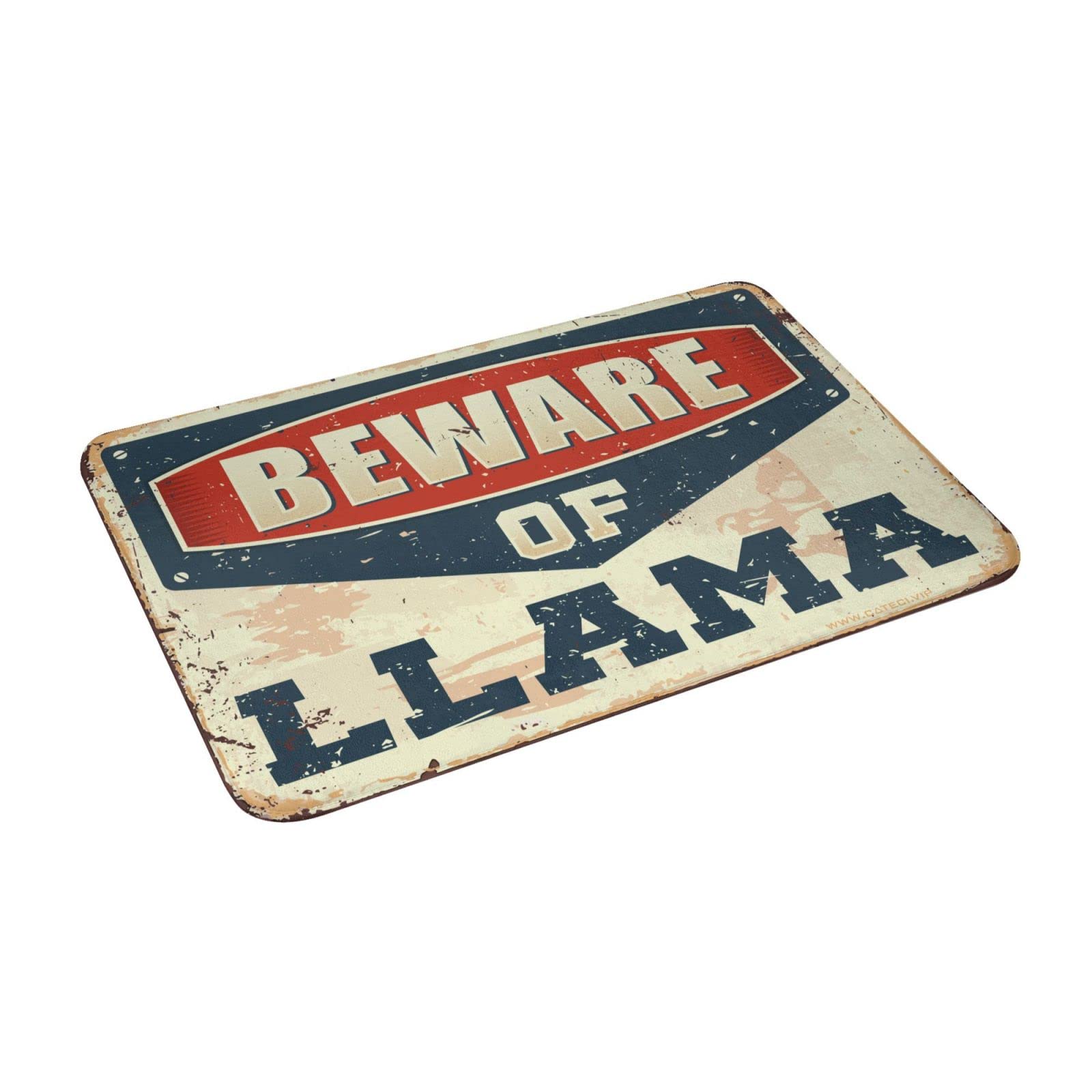 Wycieraczka do drzwi wejście na zewnątrz zabawne 'Beware of lama dywan Mancave' akcesoria męskie męskie meble jaskinia (rozmiar: 65 x 90 cm)