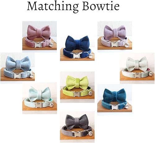 Miniatura 4 de Personalized Cat Collar with Custom Name Plate with Bell, Adjustable Velvet Tough Nylon Cat ID Collars for Cats, Customize Engraved Metal Buckle Pet