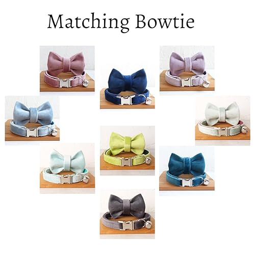 Miniatura 5 de Personalized Cat Collar with Custom Name Plate with Bell, Adjustable Velvet Tough Nylon Cat ID Collars for Cats, Customize Engraved Metal Buckle Pet