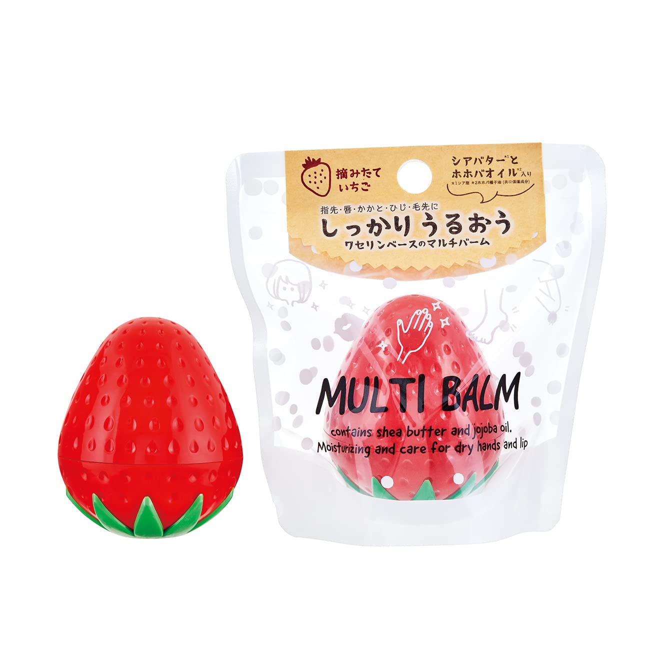 フルーツの森 摘みたてのあまずっぱいいちごの香りのうるおい保湿マルチバーム 25ｇ(ワセリンベースでうるおい ビジュ ストロベリー リップ からだ 髪 手指)