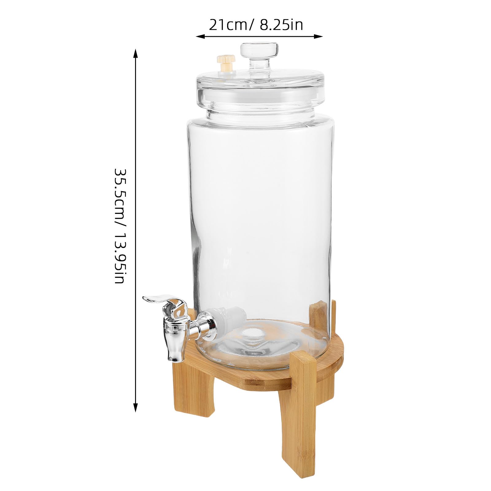 OUNONA Getränkespender für Kaltgetränke, 2,5-Liter-Glasbehälter mit Holzständer für Eistee, Saft und aromatisiertes Wasser, ideal für sommerliche Partys