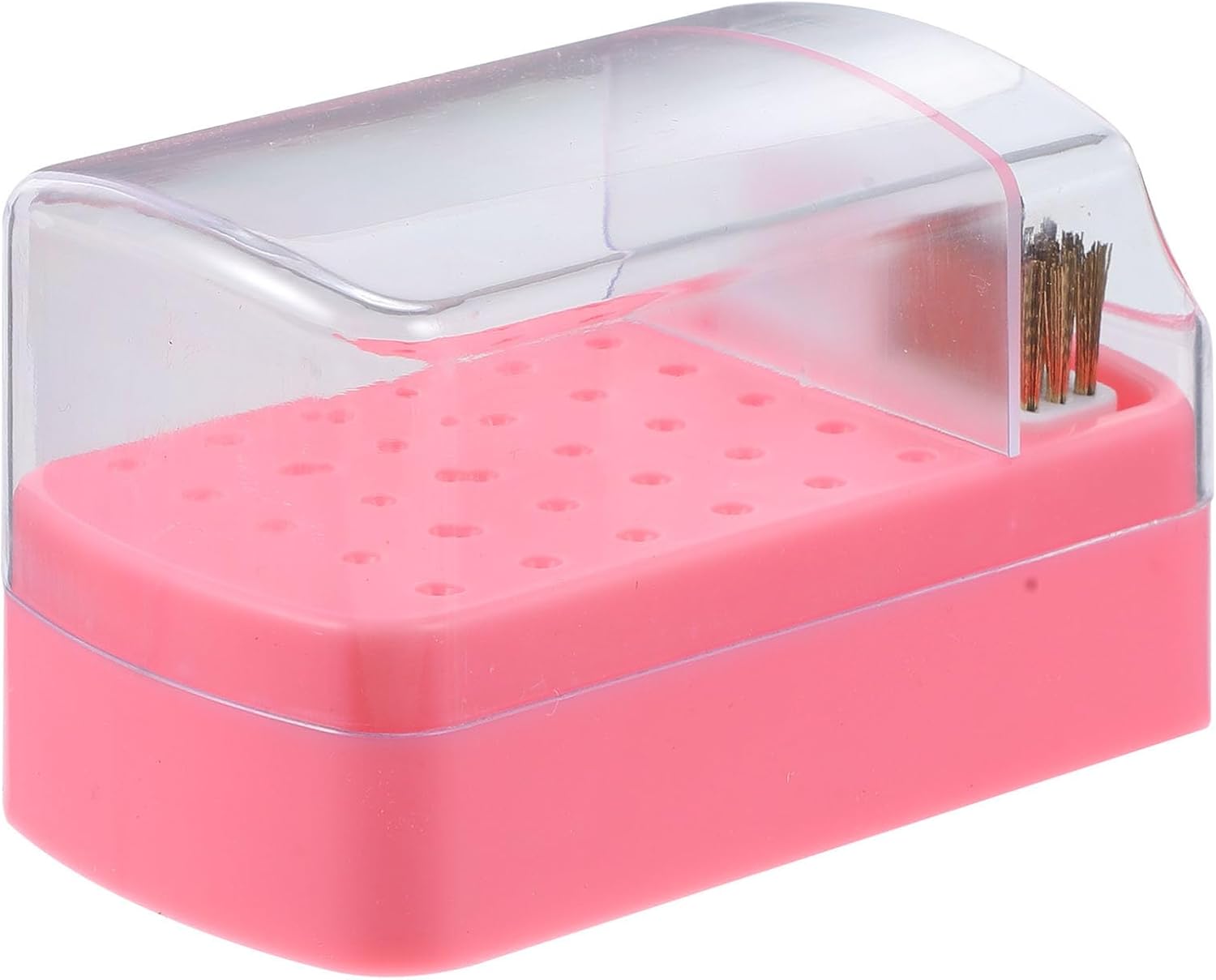 Nail Drill Bits Holder 30 Hole Plastic Pink Organizer Case