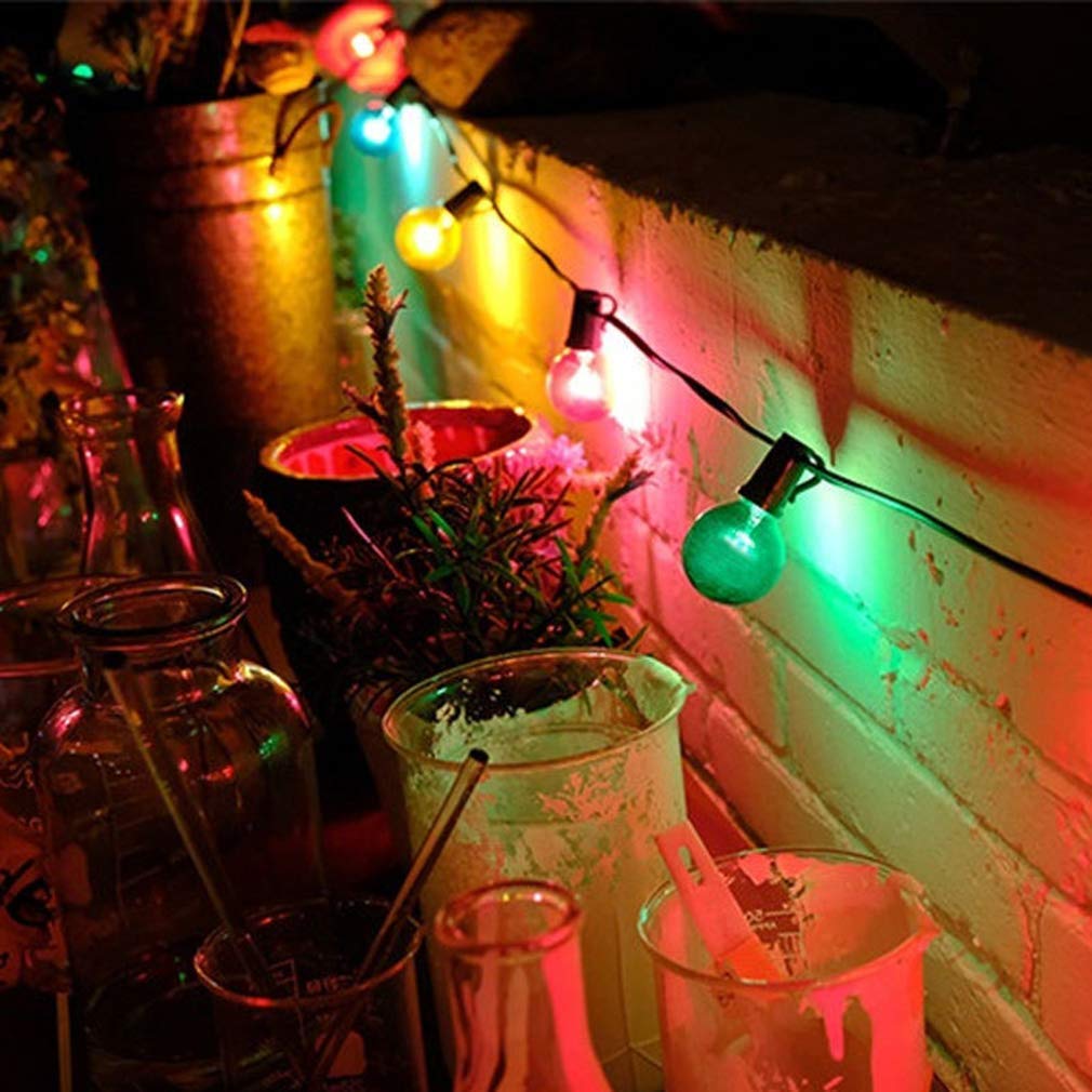 luci di natale,luci solari all'aperto della stringa lampadine multicolori del globo G40 luci di Natale impermeabili- 27,8 Ft 25 LED 4 modalità per la decorazione del partito del giardino del pati