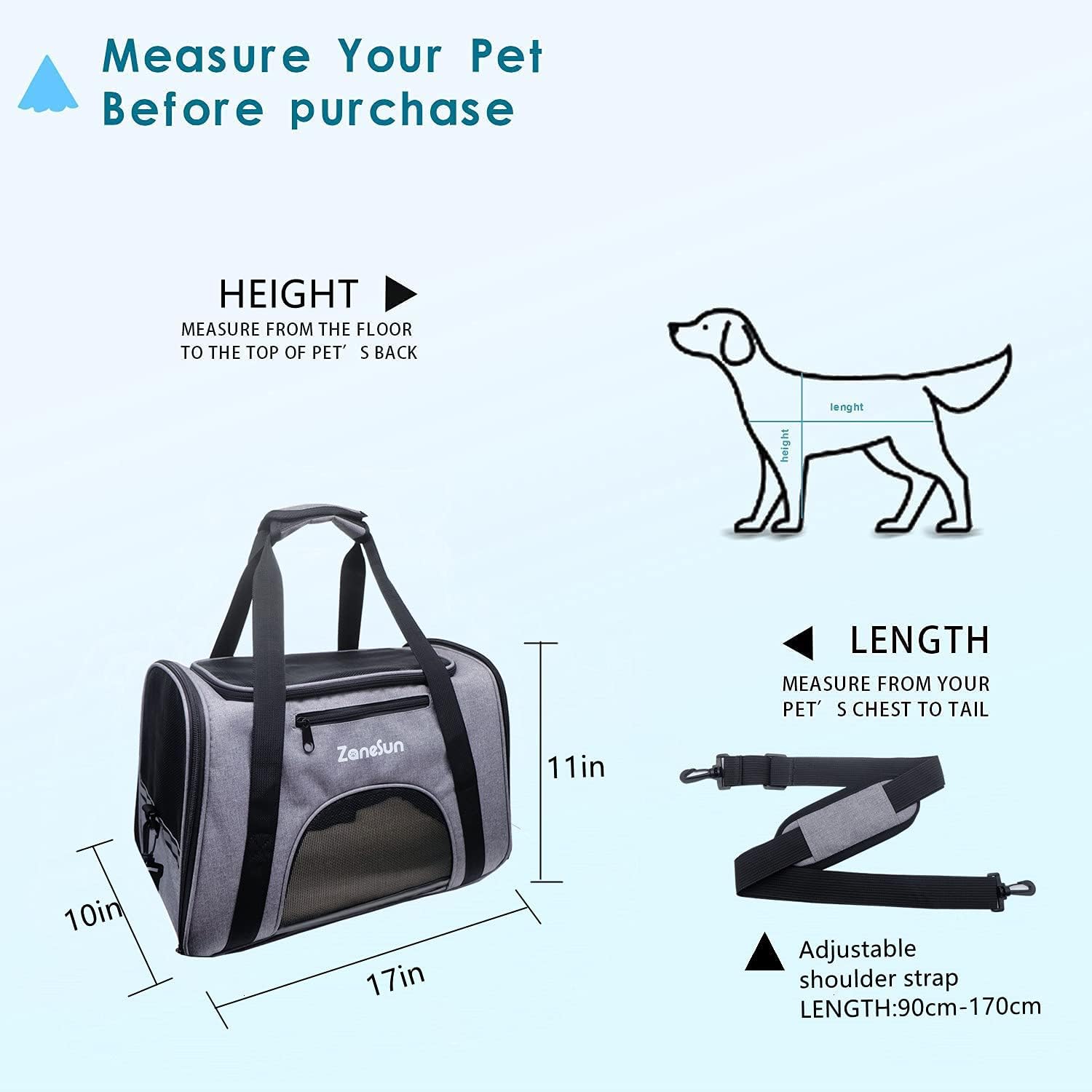 ZaneSun soft Cat Carrier Dog Carrier Pet Carrier for Small Cats Kitten