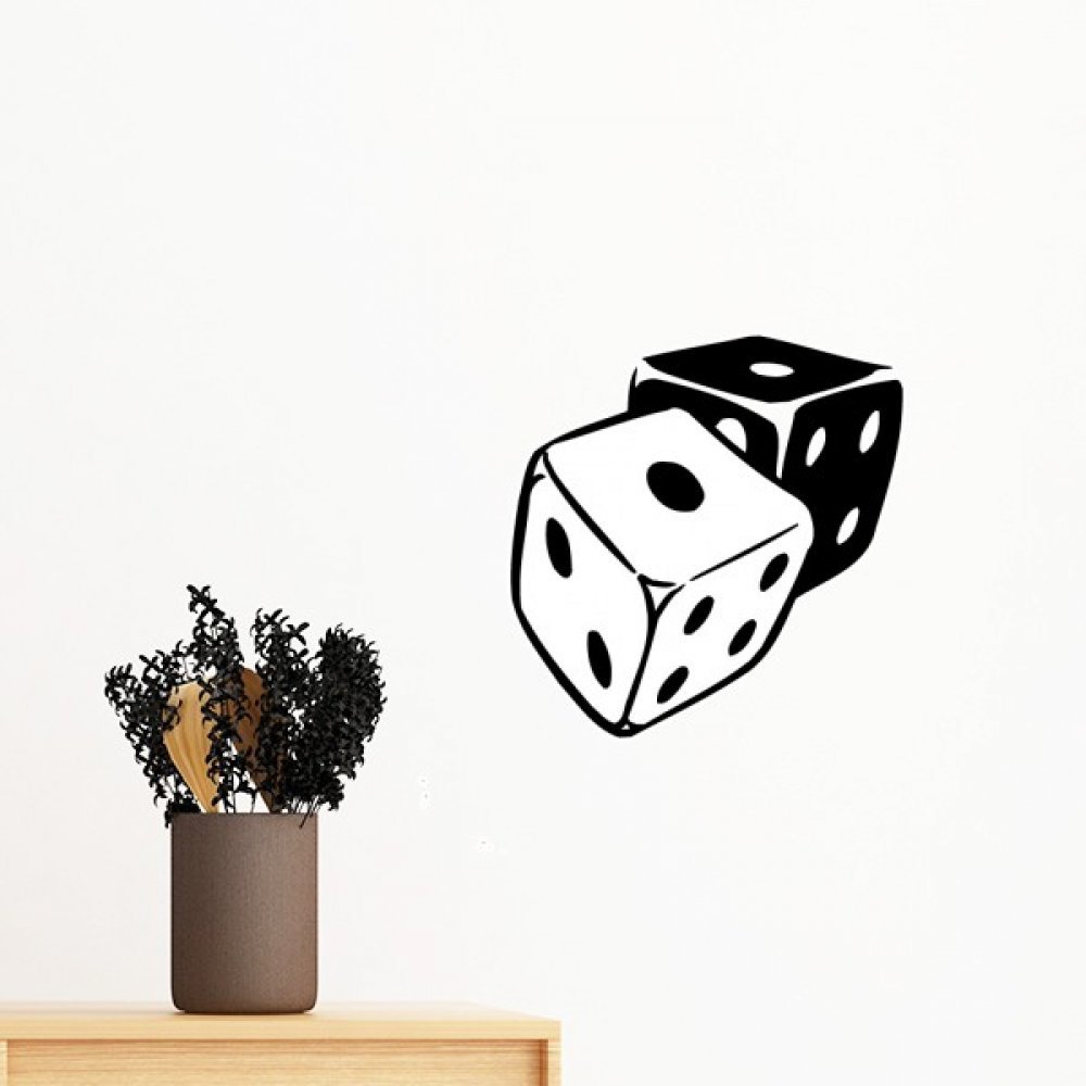 Sticker mural dés de casino noir en vinyle haut de gamme | Décoration épurée