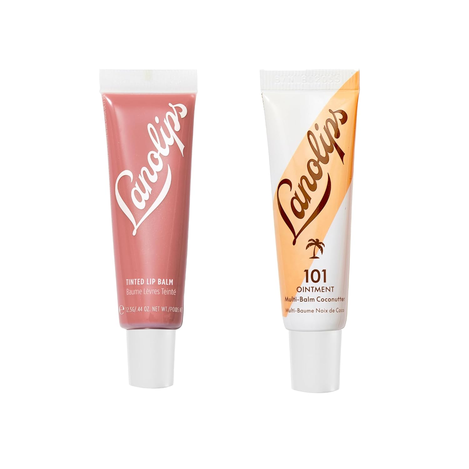 Lanolips Lip Tint & Treat Duo – Tinted Lip Balm Perfect Nude (0.44 oz) & 101 Ointment Coconutter (0.35 oz) for Hydrated, Healthy, and Glossy Lips