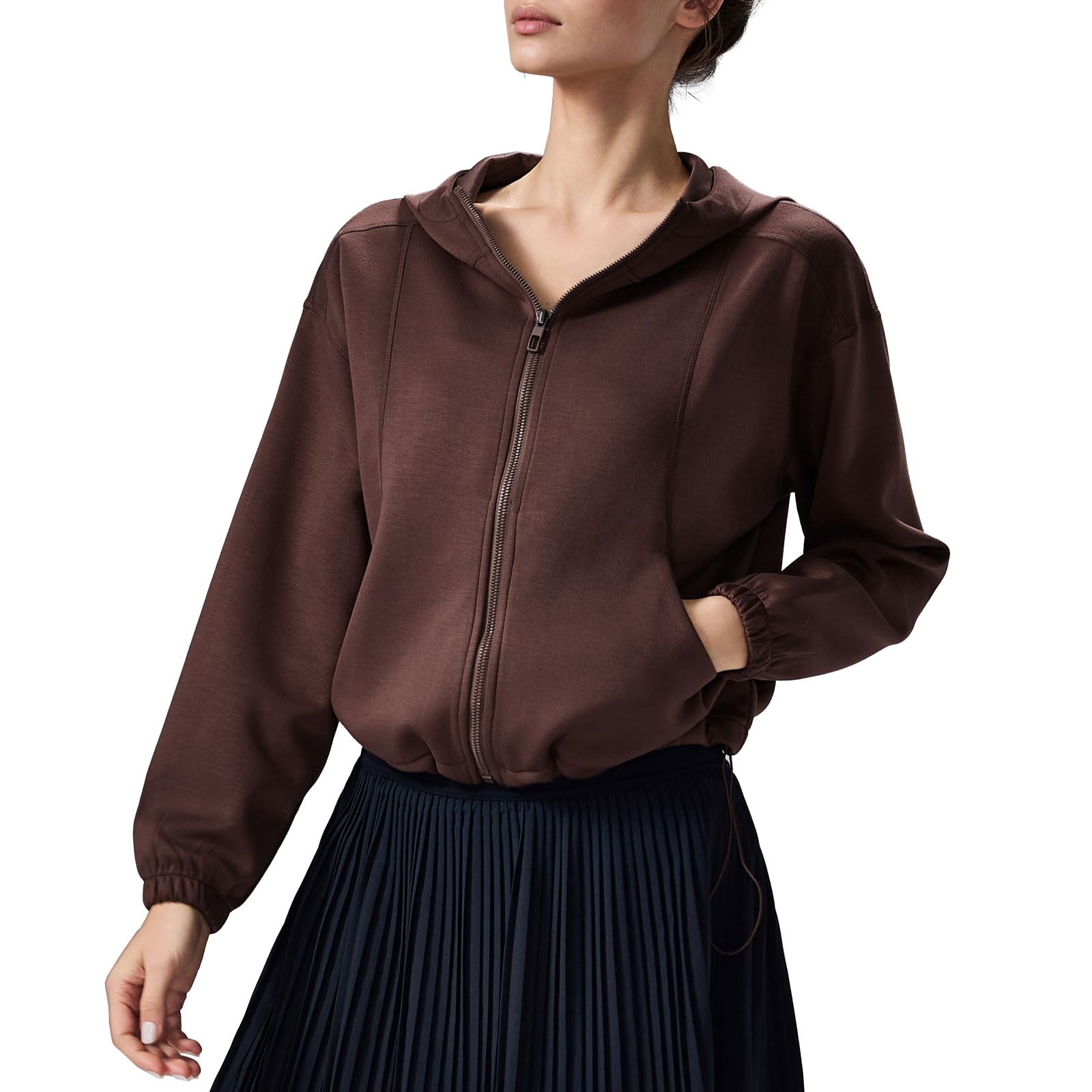 altiland Hooded Workout Jacket for Women - Zip Up Athletic Running Sweatshirt with Pockets