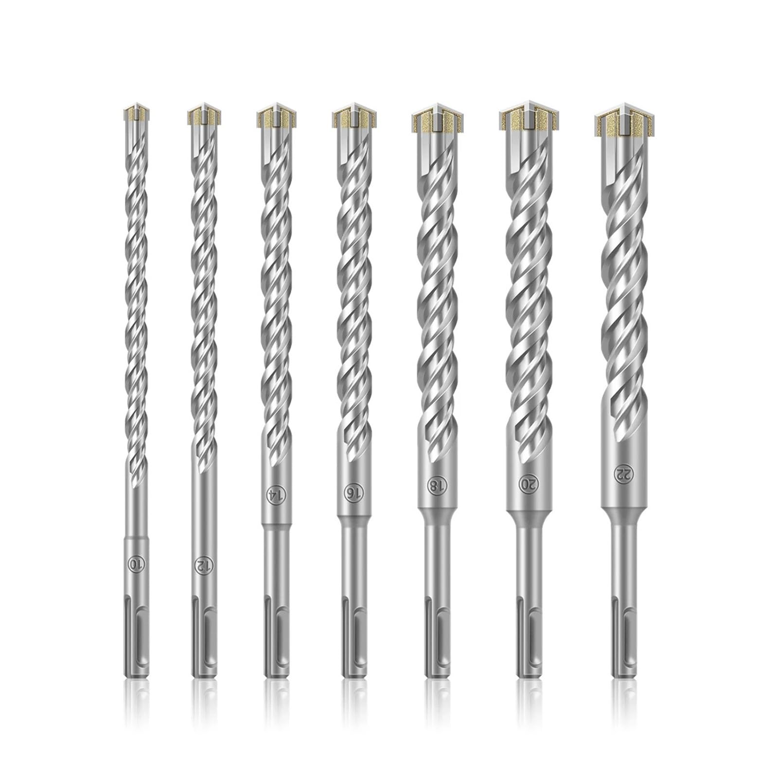 Broca de martillo eléctrico de aleación de 8-25 mm de diámetro, broca de impacto para hormigón a través de perforación de orificios de pared, accesorios de taladro eléctrico(200mm-7Pcs)
