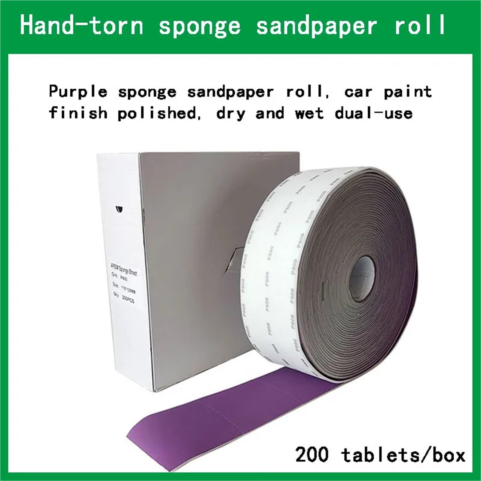 Rotoli di carta vetrata in spugna strappabili a mano for la lucidatura, molatura e il trattamento bellezza della superficie vernice dell'auto(400grit)