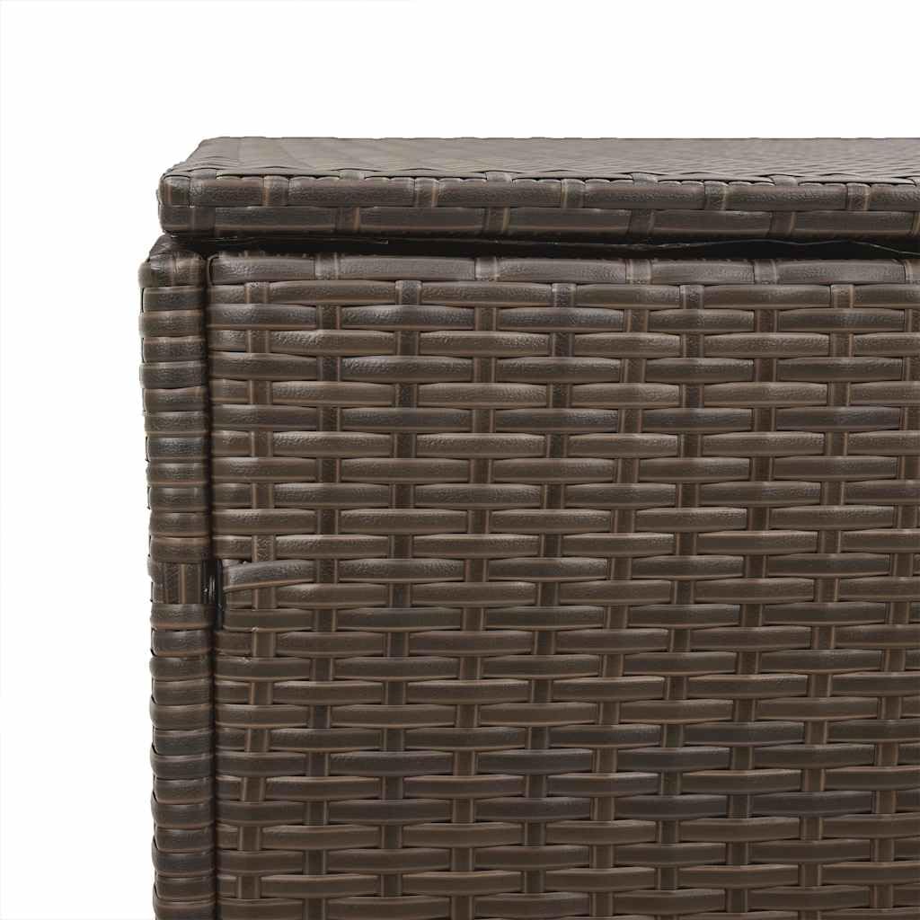 Poly Rattan pudełko do przechowywania, brązowe, 110 x 50 x 58 cm, z pokrywką, sprężyną gazową i wodoodporną torbą na poduszki, koce i artykuły ogrodowe