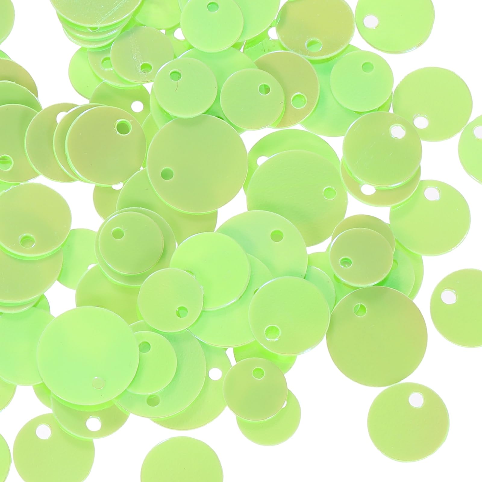 sourcing map 1500 Pcs Flat Round Sequins, 6/8/10mm Loose Paillettes Craft Sewing Sequins with Single Side Hole for DIY Embroidery Clothing Jewelry Making, Milk Tone Grass Green