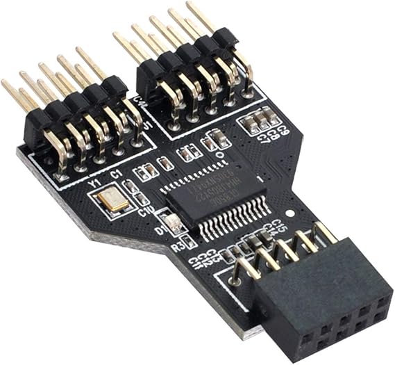 cablecc Motherboard 9pin USB 2.0 Header 1 to 2 Female Extension HUB Connector Adapter Port Multilier