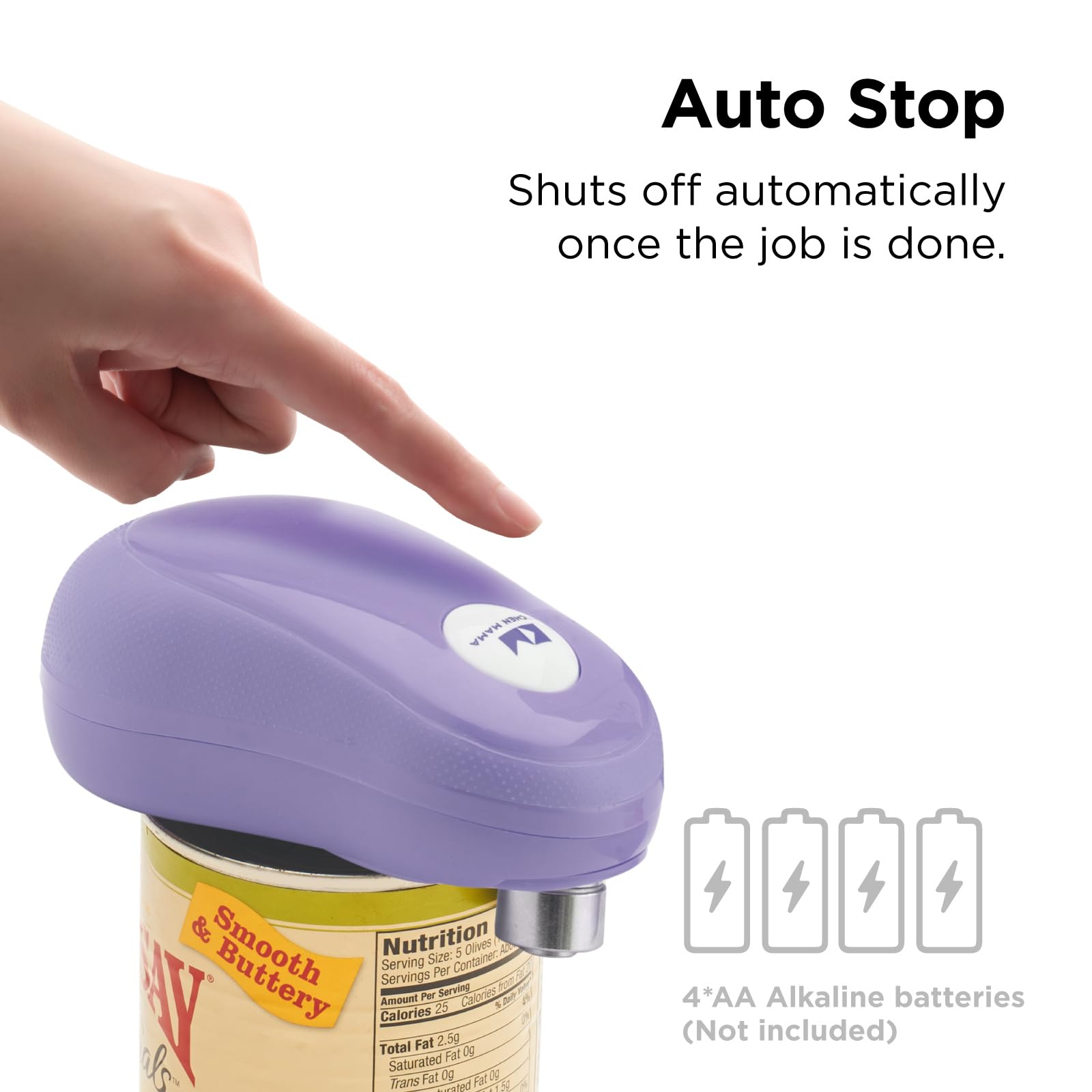 Amazon | Kitchen Mama ワンタッチ電気缶オープナー パープル | ボタン