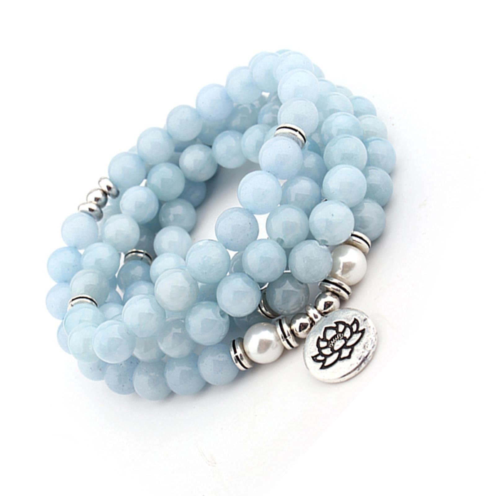WBDWWTD Damen Herren Armbänder 108 Mala Perlen Natursteine ​​Armband Halskette Natural Wrap