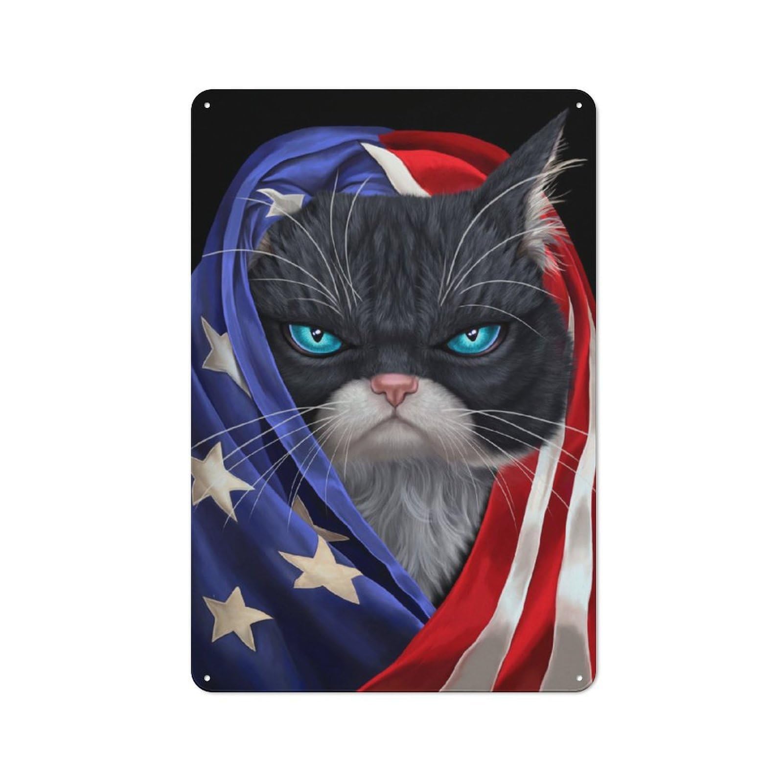 Junmoney Tuxedo Cat Usa Patriot Retro-Style Metal Sign 30X20cm For Studio Or Craft Room, Gift For Studio Decor Lovers During The Christmas Season
