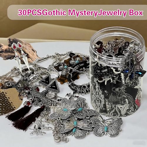 Scary Witch Mystery Jewelry Jar - 30-Piece Gothic Surprise Women's Jewelry Box with Necklace, Earrings, Rings and Bracelets - Unique Halloween Mystery Vampire Skeleton Costume Gift2