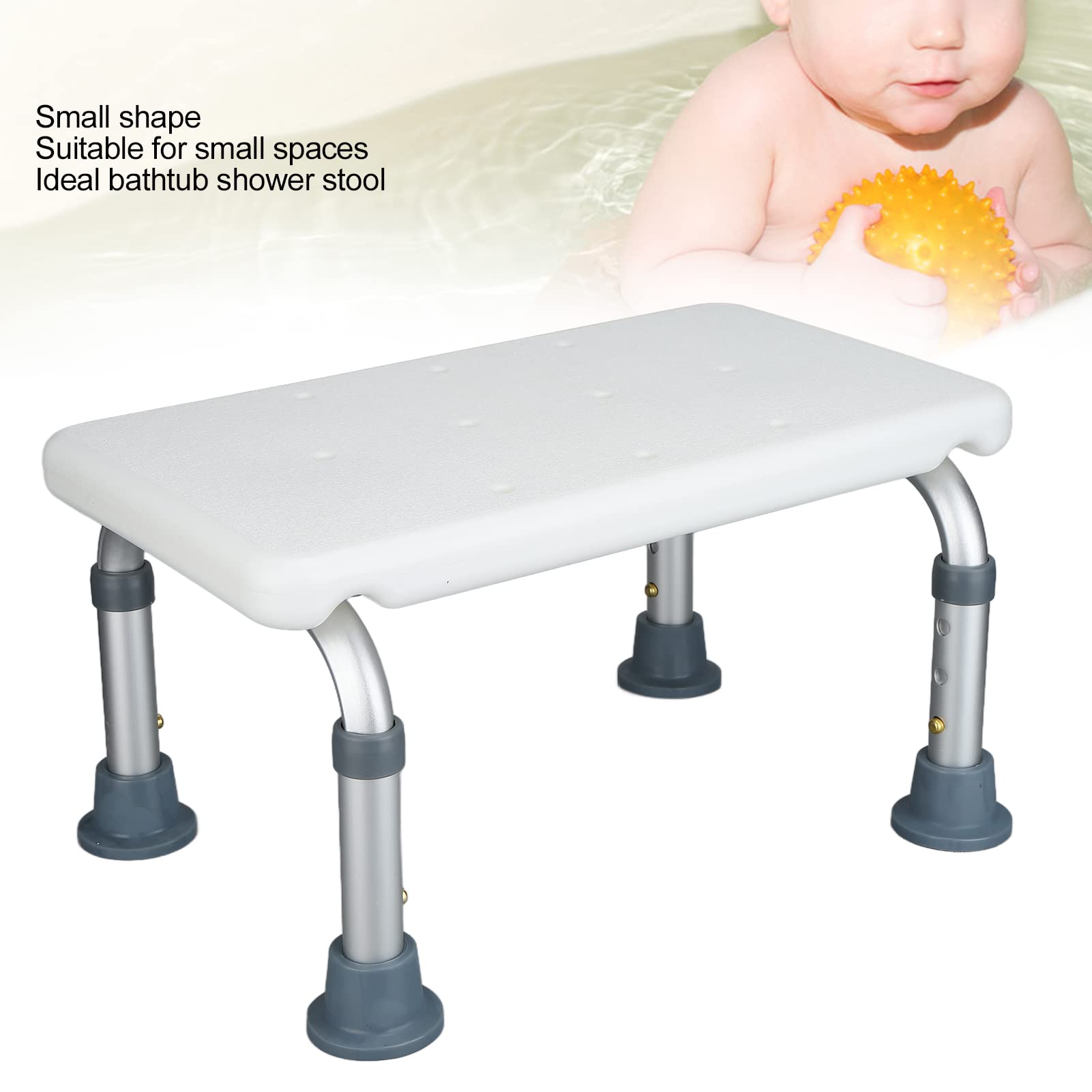 Cryfokt Asiento de Ducha Taburete de Baño Antideslizante con Ajustable para Bebés Mayores, Banco de Ducha con Ventosa Antideslizante para Varios Tipos de Cuerpo