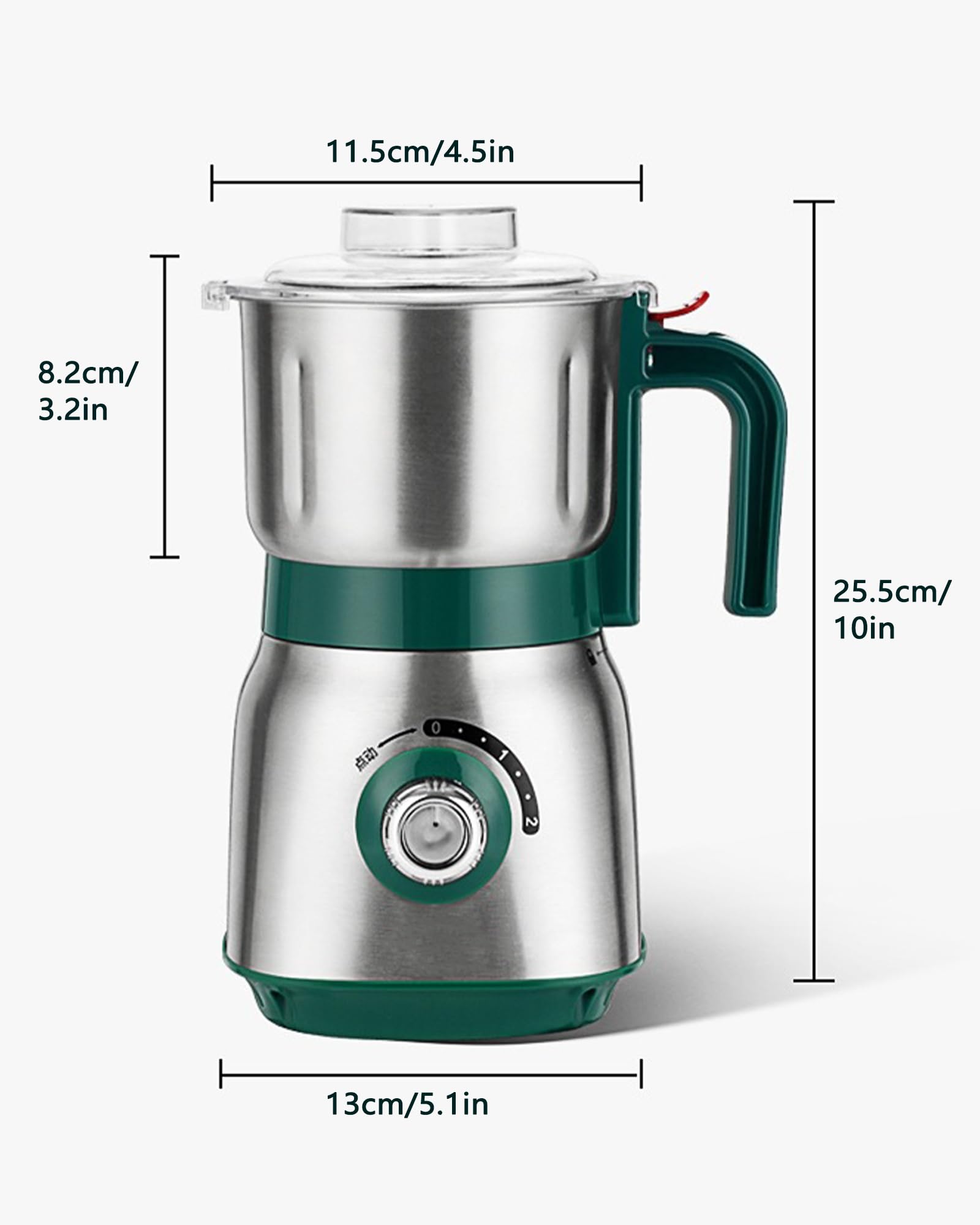 Moulin de Cuisine Polyvalent 600 Ml, Moulin Domestique 500 W avec 3 Vitesses Réglables, Utilisation Humide Et Sèche, Moulin À Grains Électrique pour Café, Épices, Haricots, Céréales, Noix