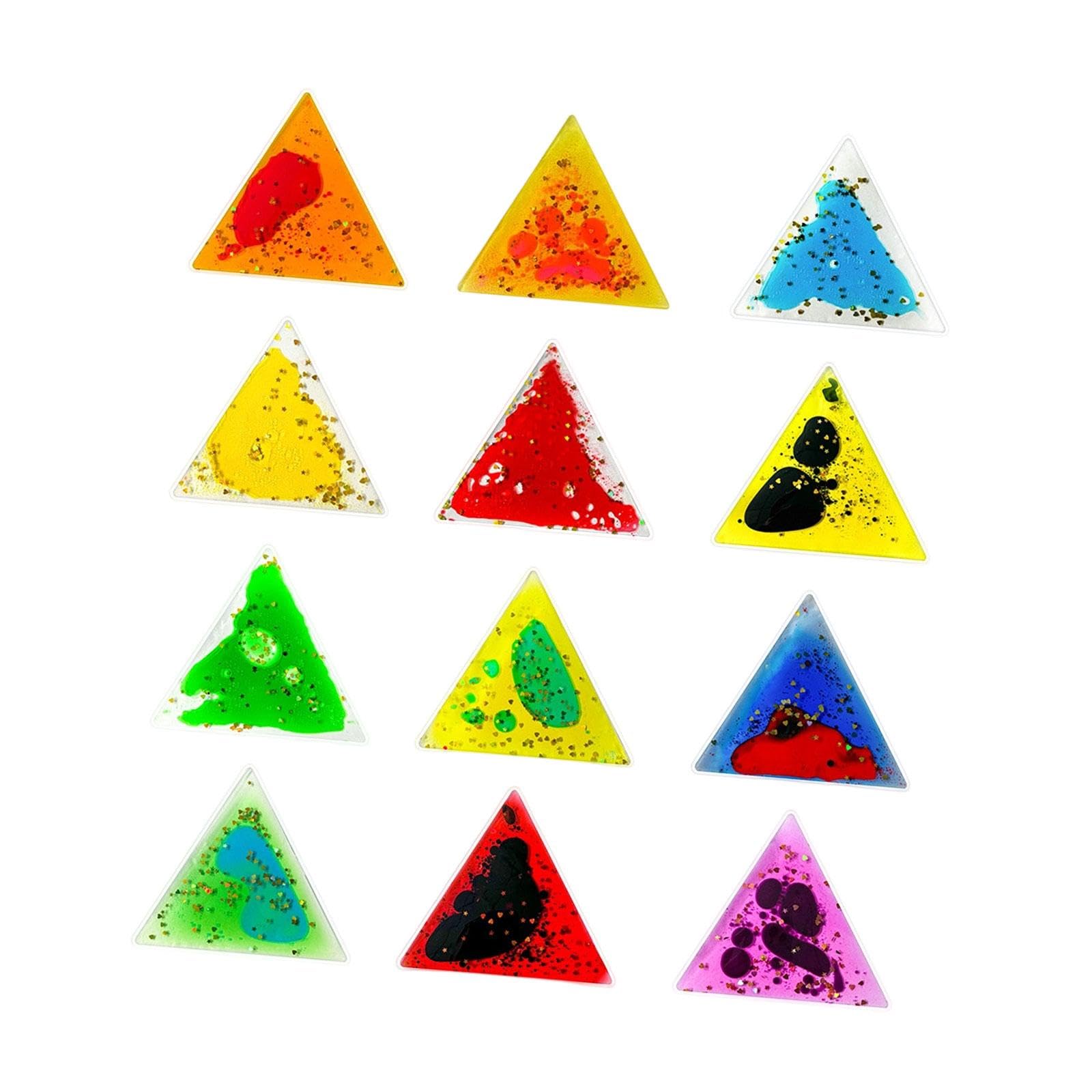 12 Pezzi di Giocattoli Liquidi in Gel Morbido Sensoriale, Giocattoli Liquidi in Movimento, Regali, Adesivi per Calze di Natale, Giocattoli Calmanti PE, Triangolo