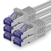 1aTTack.de Cat.7 Cavo di Rete 1,5m - Grigio - 5 Pezzi - Ethernet LAN Cat.7 SFTP PIMF