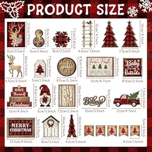 Shellwei 24 Pcs Christmas Tiered Tray Decor Wood Rustic Christmas Decoration for Home Table Shelf Christmas Winter Farmhouse Decor Xmas Trees Gnome Elk Snowflake Wooden Signs Buffalo Plaid Table Decor Shellwei 24 Pcs Christmas Tiered Tray Decor Wood Rustic Christmas Decoration for Home Table Shelf Christmas Winter Farmhouse Decor Xmas Trees Gnome Elk Snowflake Wooden Signs Buffalo Plaid Table Decor