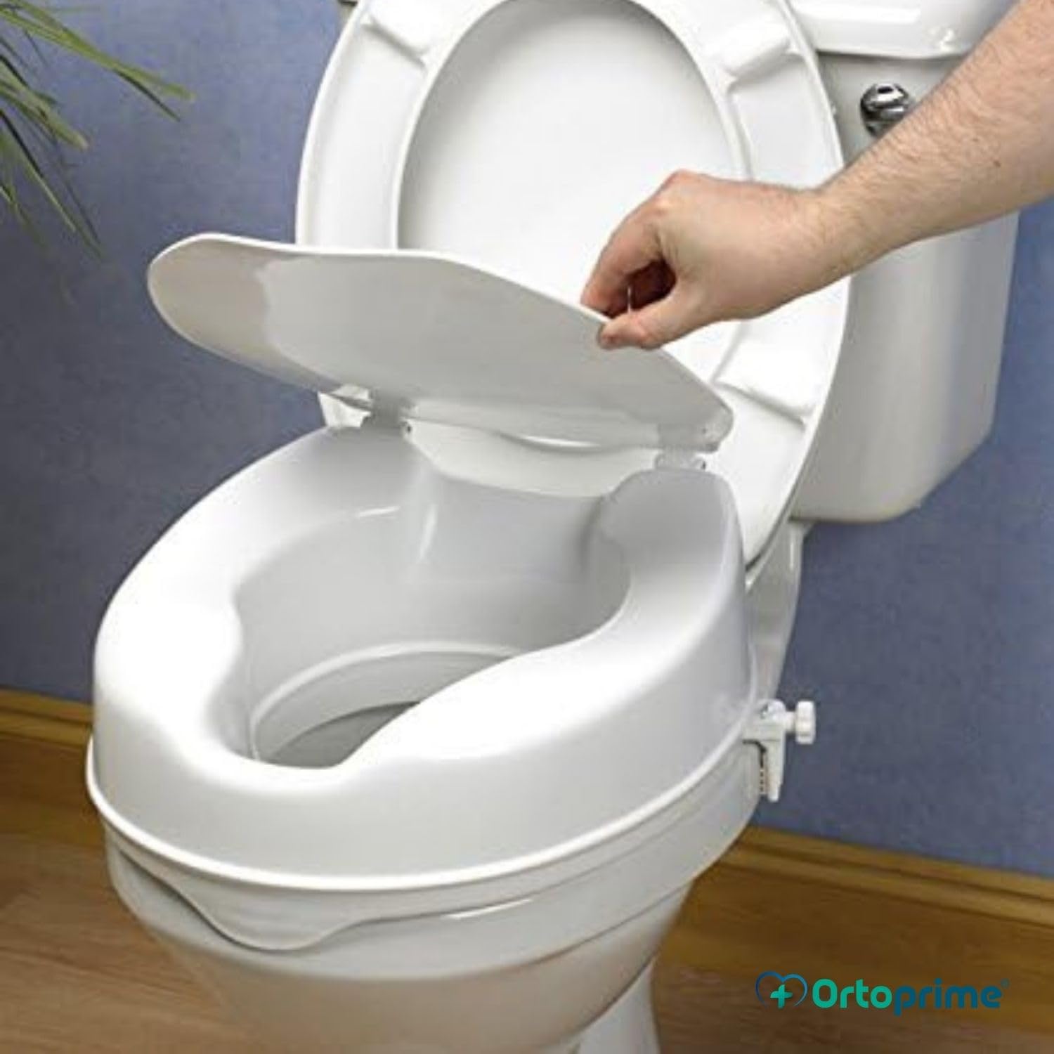 OrtoPrime WC Aufsatz 15 cm mit Deckel Toilettensitzerhöhung Universal für Senioren – Erhöhter Toilettensitz Orthopädisch – Sitzerhöhung WC für Behinderte und Menschen mit eingeschränkter