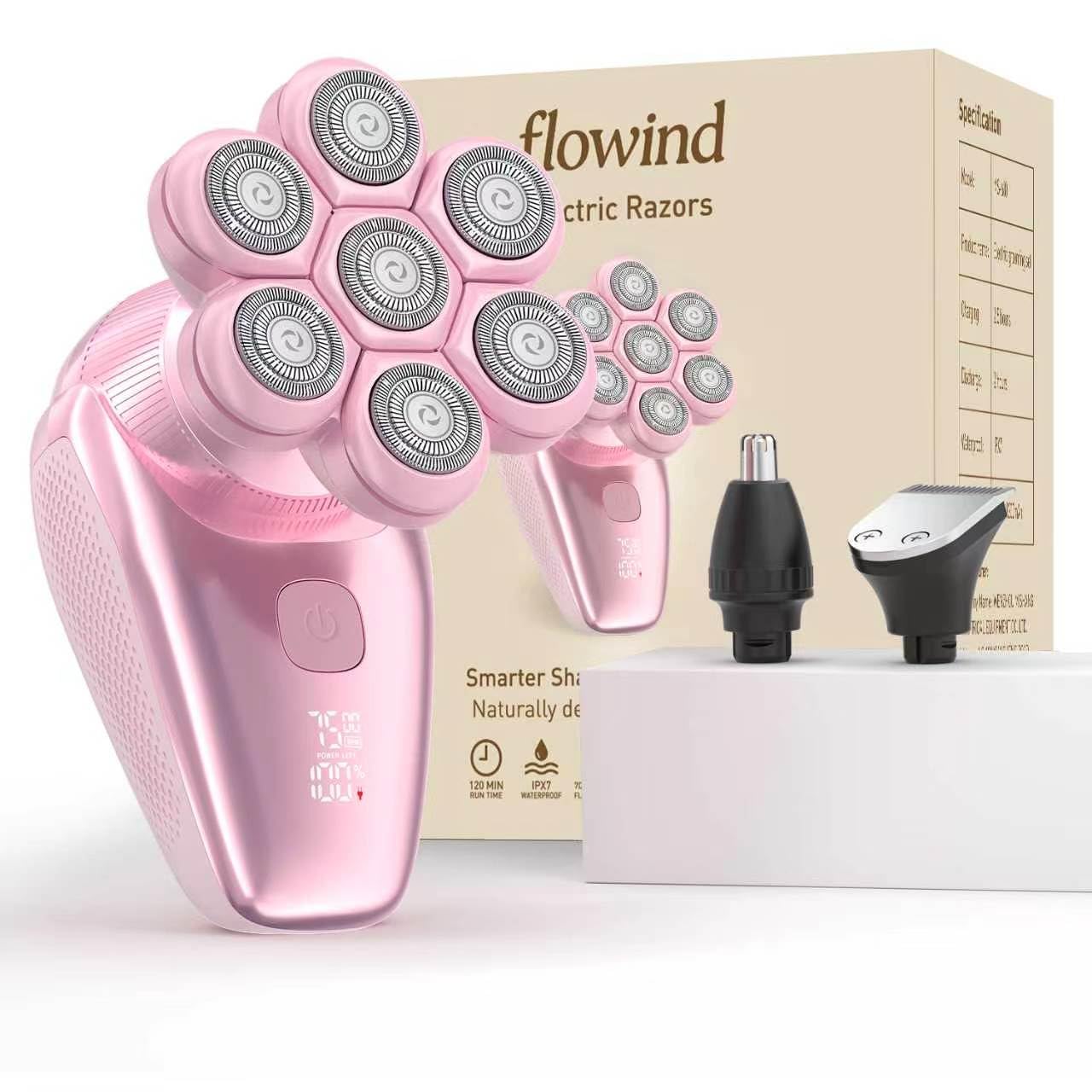 Rasoio elettrico 3 in 1 da donna, rasoio per bikini indolore e rasoio per il corpo, IPX7 impermeabile bagnato/asciutto, ricaricabile 120 min di tipo C, rasoio rosa delicato e liscio, regalo