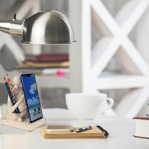 Miniatura 4 de Soporte para bolígrafo para escritorio, lindo organizador de oficina, soporte de teléfono dorado, soporte para bolígrafo, estatua de pensador de